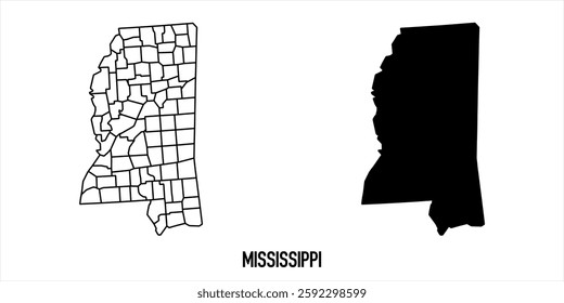 High detailed vector map - Mississippi