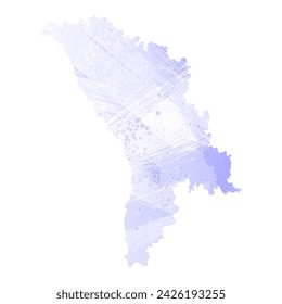 High detailed vector map. Moldova. Watercolor style. Periwinkle color. Delicate lilac color. Pastel purple.
