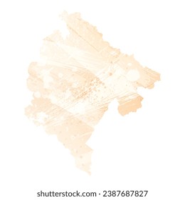 High detailed vector map. Montenegro. Watercolor Style. Apricot delicate color.