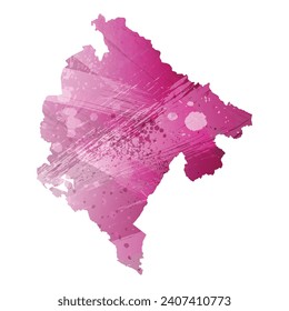 High detailed vector map. Montenegro. Watercolor style. Amaranth deep purple color.