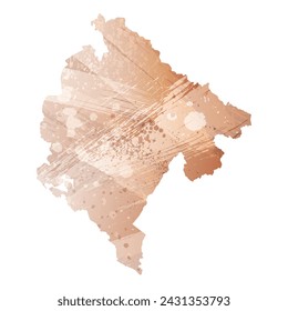High detailed vector map. Montenegro. Watercolor style. Beige and red color. Brown color.
