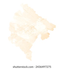 High detailed vector map. Montenegro. Watercolor style. Biscuit color. Pastel yellow color.