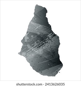 High detailed vector map. Montserrat. Watercolor style. Anthracite gray. Dark gray. Black color.