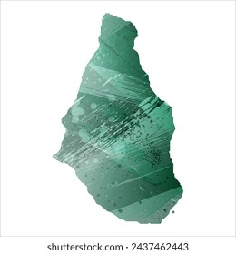 High detailed vector map. Montserrat. Watercolor style. Turquoise green color.