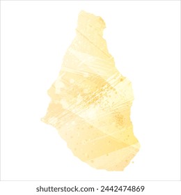 High detailed vector map. Montserrat. Watercolor style. Pale yellow color.