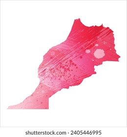 Hohe detaillierte Vektorkarte. Marokko. Aquarell. Amaranth rote Farbe.