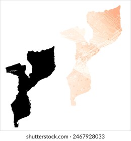 High detailed vector map. Mozambique.