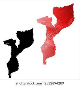 Alto mapa de Vector detallado. Mozambique.