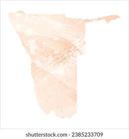 High detailed vector map. Namibia. Watercolor style. Apricot color.