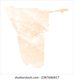 High detailed vector map. Namibia. Watercolor Style. Apricot delicate color.