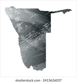 High detailed vector map. Namibia. Watercolor style. Anthracite gray. Dark gray. Black color.