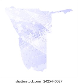 High detailed vector map. Namibia. Watercolor style. Periwinkle color. Delicate lilac color. Pastel purple.