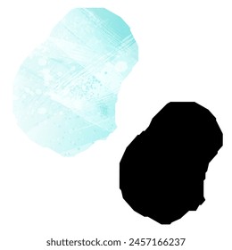 High detailed vector map. Nauru. Set of two maps. Watercolor style. Blue color. Black map.