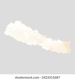 High detailed vector map. Nepal. Watercolor style. Banana color. Pastel yellow color.
