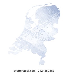 High detailed vector map. Netherlands. Watercolor style. Periwinkle color. Pastel lilac color. Delicate purple.