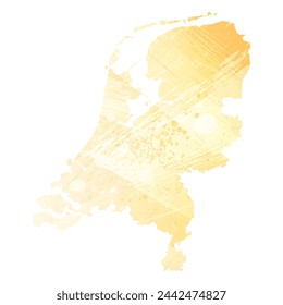 High detailed vector map. Netherlands. Watercolor style. Pale yellow color.