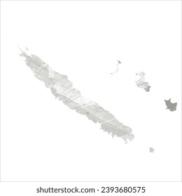 High detailed vector map. New Caledonia. Watercolor style. Agate gray.