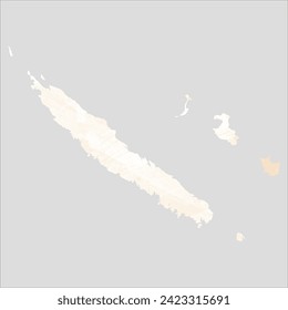 High detailed vector map. New Caledonia. Watercolor style. Banana color. Pastel yellow color.
