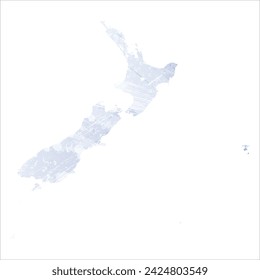 High detailed vector map. New Zealand. Watercolor style. Periwinkle color. Pastel lilac color. Delicate purple.