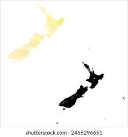 High detailed vector map. New Zealand.