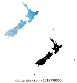 Alto mapa de Vector detallado. Nueva Zelanda.