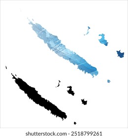 Alto mapa de Vector detallado. Nueva Caledonia.