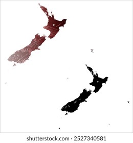 Alto mapa de Vector detallado. Nueva Zelanda.