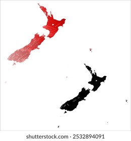 High detailed vector map. New Zealand.