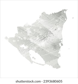 Mapa vectorial detallado alto. Nicaragua. Estilo acuarela. Agate gris.
