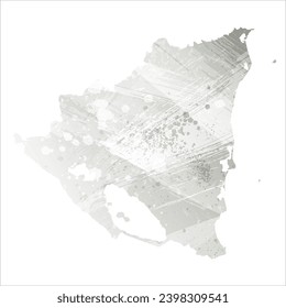 High detailed vector map. Nicaragua. Watercolor style. Gray color.