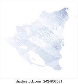 High detailed vector map. Nicaragua. Watercolor style. Periwinkle color. Pastel lilac color. Delicate purple.