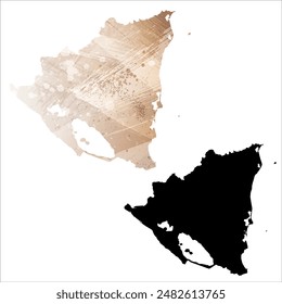 Detaillierte Karte der Vektorgrafik. Nicaragua.