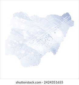 Mapa vectorial detallado. Nigeria. Estilo acuarela. Color perenne. Color pastel lila. Delicado púrpura.