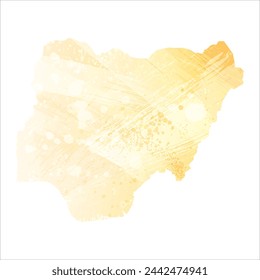 Mapa vectorial detallado. Nigeria. Estilo acuarela. Color amarillo pálido.