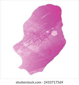 Mapa vectorial detallado alto. Niue. Estilo acuarela. Color rosa amaranto claro cerezo.