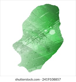 Mapa vectorial detallado alto. Niue. Estilo acuarela. Color verde. Salacioso color esmeralda.