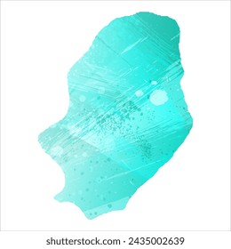 High detailed vector map. Niue. Watercolor style. Turquoise color. Bright blue color.