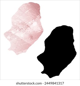 Mapa de Vector detallado. Niue. Juego de dos cartas. Estilo acuarela. Color rosa. Tarjeta negra.