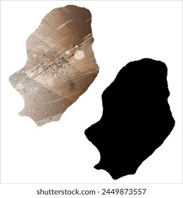 High detailed vector map. Niue. Set of two cards. Watercolor style. Brown color. Black card.