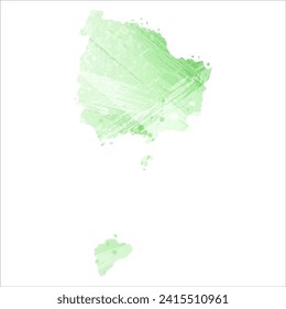 High detailed vector map. Norfolk Island. Watercolor style. Light lettuce color. Pastel green.