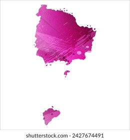 High detailed vector map. Norfolk Island. Watercolor style. Eggplant color. Purple bright color.
