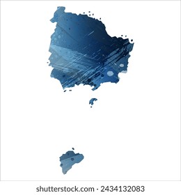High detailed vector map. Norfolk Island. Watercolor style. Deep blue color. Berlin azure.
