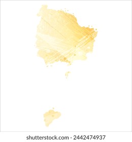 High detailed vector map. Norfolk Island. Watercolor style. Pale yellow color.