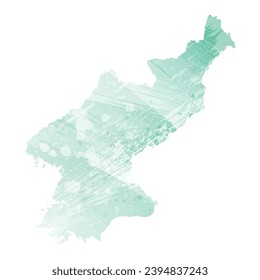 High detailed vector map. North Korea. Watercolor style. Aquamarine color.