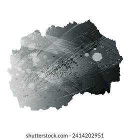 High detailed vector map. North Macedonia. Watercolor style. Anthracite gray. Dark gray. Black color.