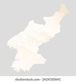 High detailed vector map. North Korea. Watercolor style. Banana color. Pastel yellow color.
