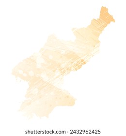 High detailed vector map. North Korea. Watercolor style. Yellow color.