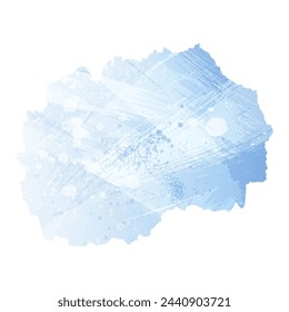 High detailed vector map. North Macedonia. Watercolor style. Pale cornflower. Blue color.