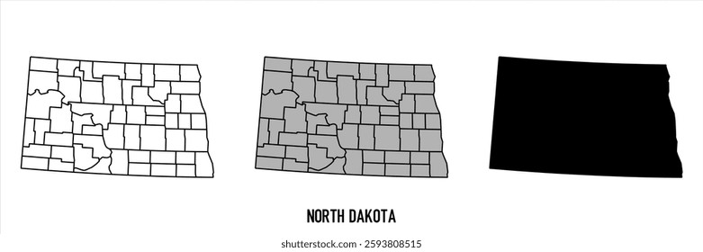 High detailed vector map - North Dakota