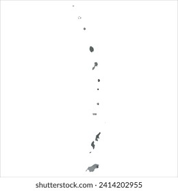 Mapa vectorial detallado alto. Islas Marianas del Norte. Estilo acuarela. Gris antracita. Gris oscuro. Color negro.